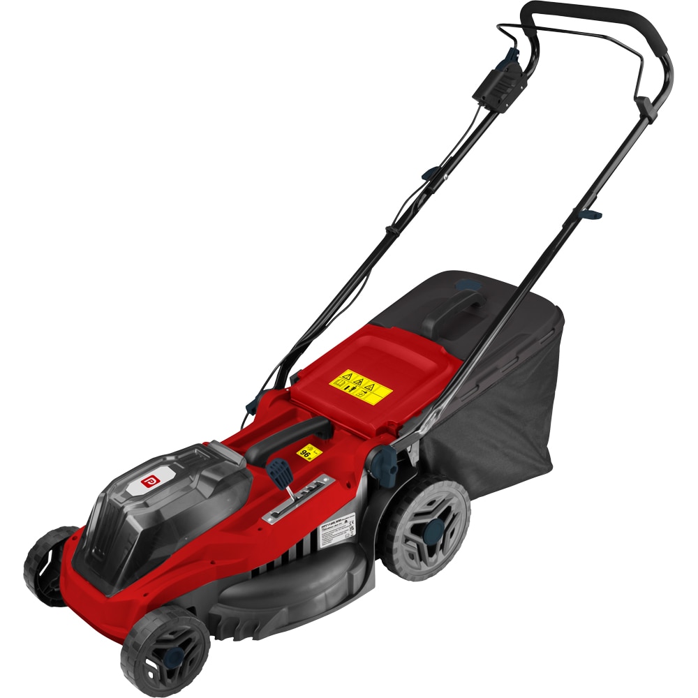 Kit Masina de tuns iarba PERFORMANCE POWER, 36V, 38 cm, 5 trepte taiere, cos 42 l, negru-rosu