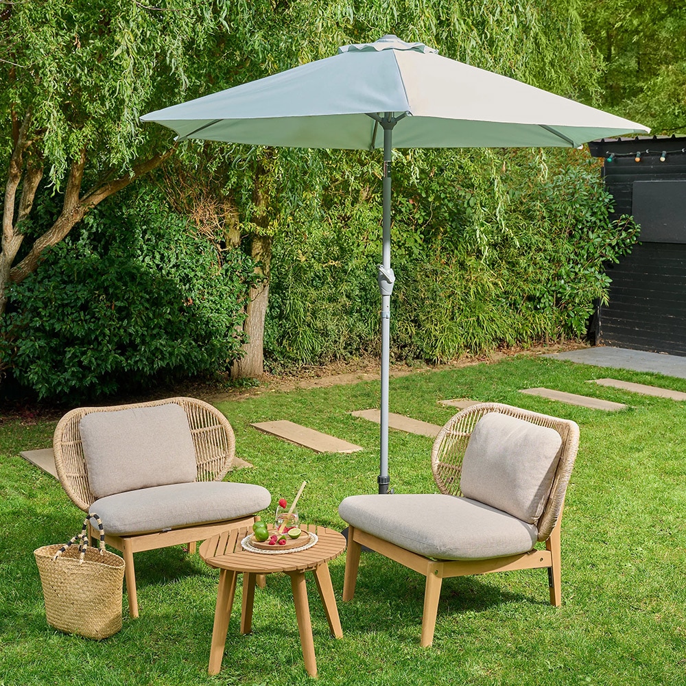 Umbrela gradina inclinabila GOODHOME Kasane, 2.5 m, UPF30, deschidere tip manivela, aluminiu si poliester, turcoaz