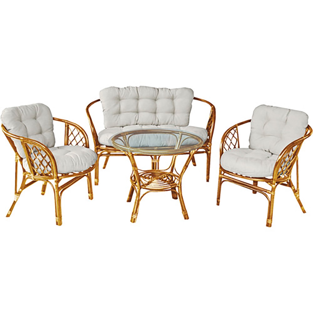 Set mobilier gradina Home Decor, 4 piese, perne, maro deschis