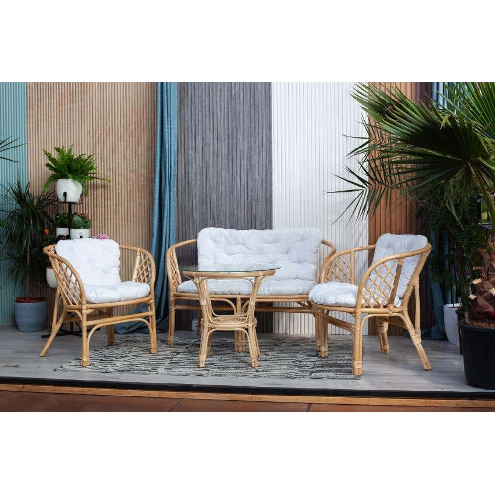 Set mobilier gradina Home Decor, 4 piese, perne, maro deschis