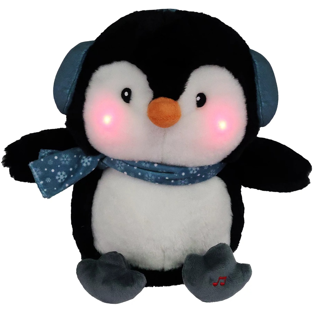 Jucarie plus Pinguin Interactiv Muzical, 25.5 cm, ABS si poliester, alb/negru