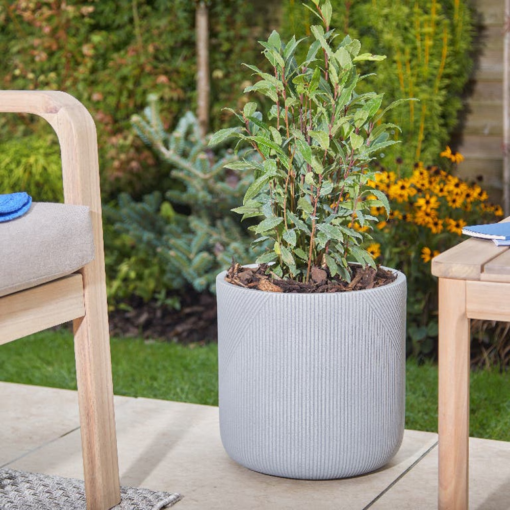 Ghiveci flori VERVE, lut, D 30 cm, gri