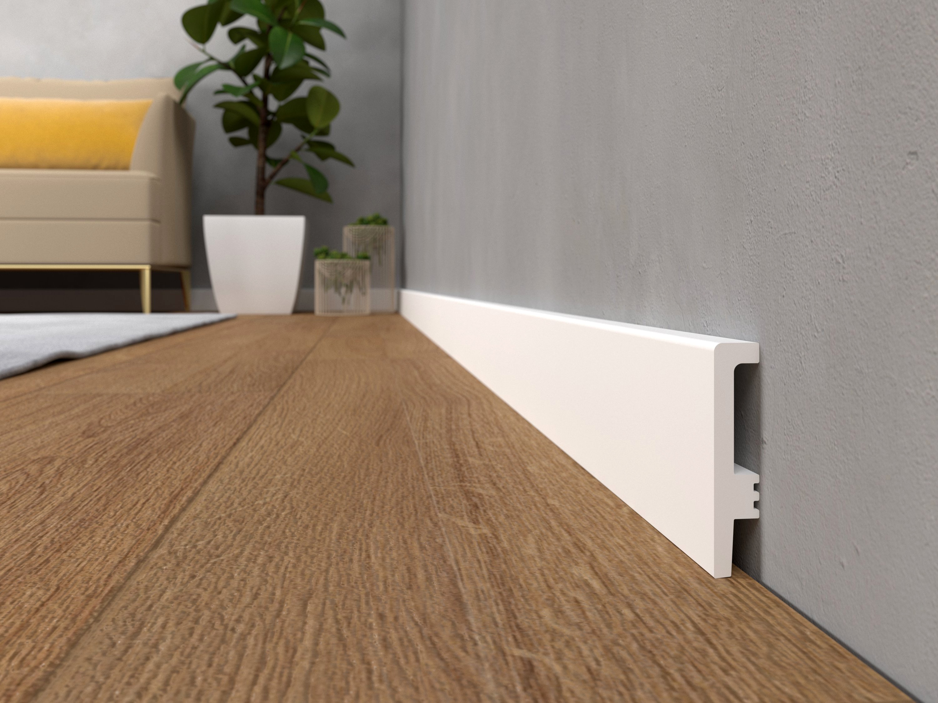 Plinta polimer Apatit, 2200 x 60 mm, alb