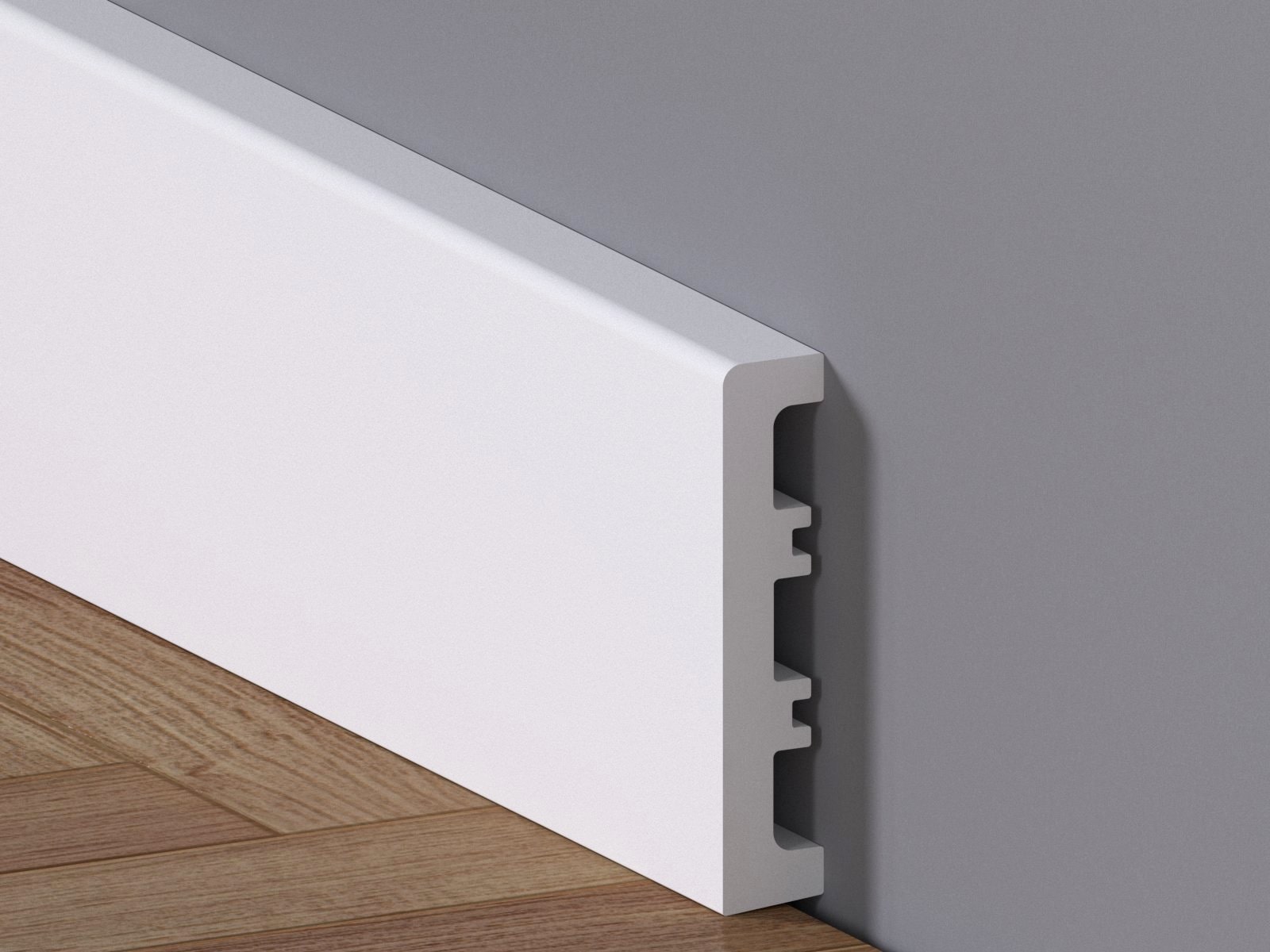 Plinta polimer Apatit, 2200 x 80 mm, alb mat