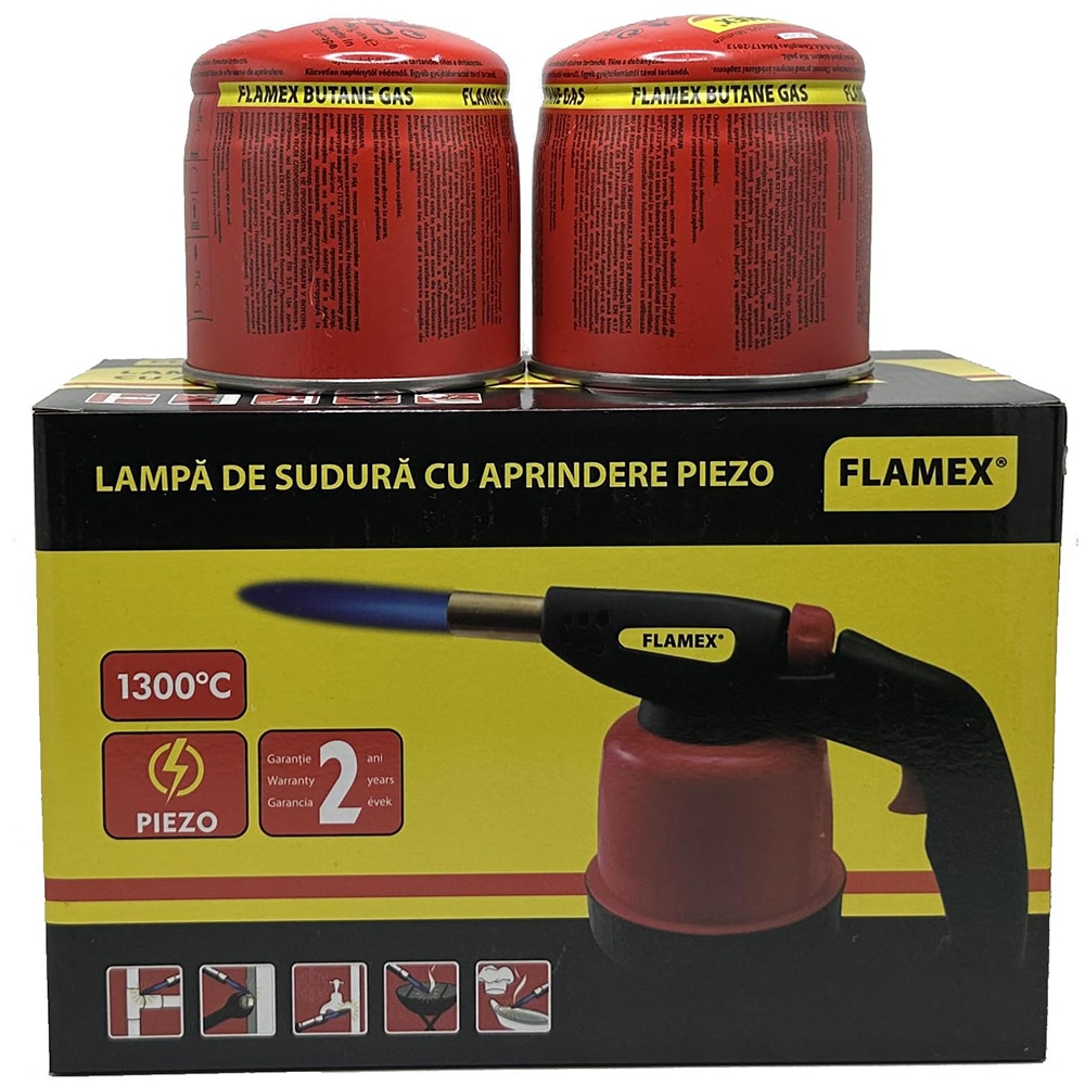 Set lampa lipit gaz FLAMEX Piezo, 2x190g