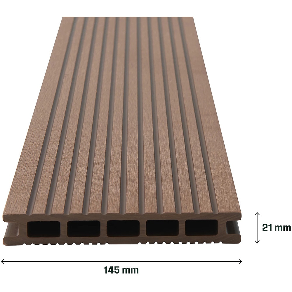 Placa pentru terasa KLIKSTROM Neva, 220 x 14.5 x 2.1 cm, lemn, maro