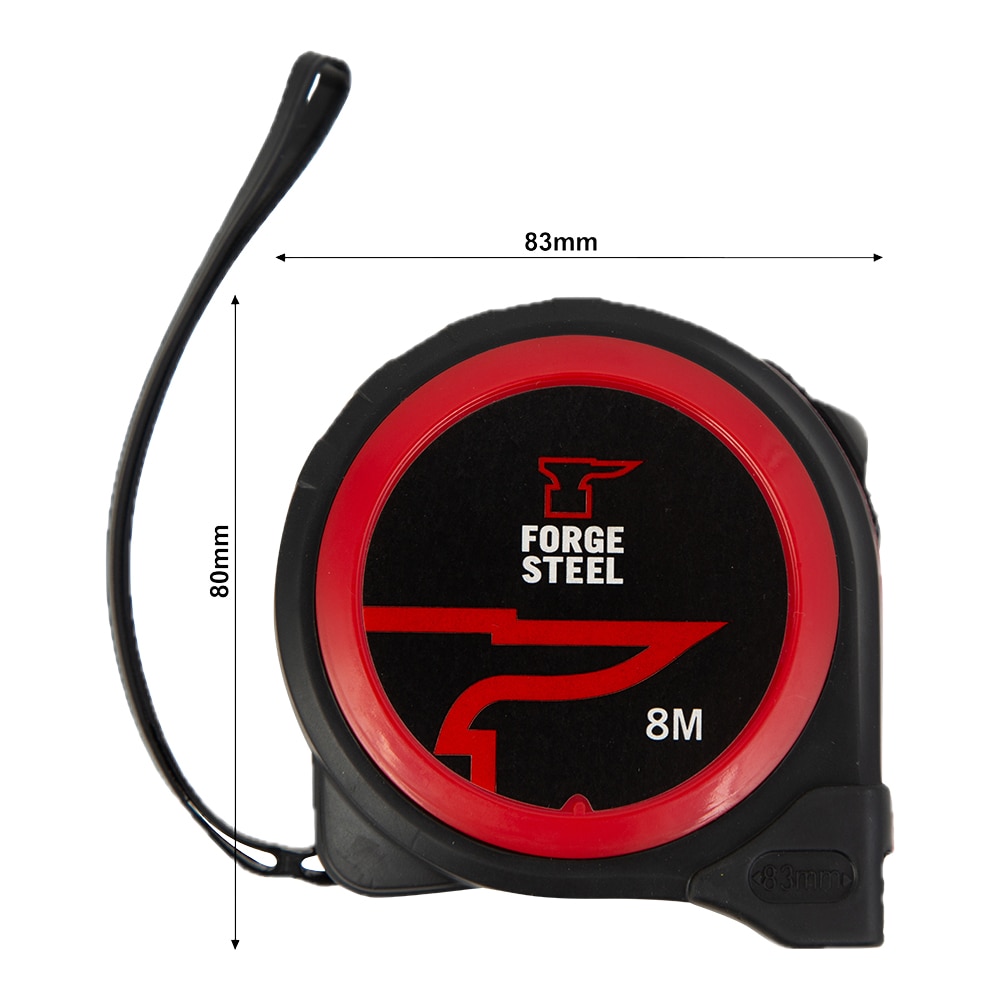 Ruleta FORGE STEEL MS43, 8m, otel, negru