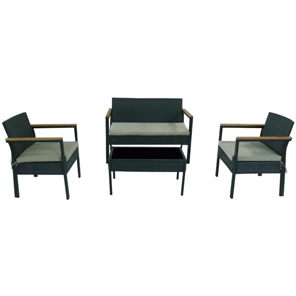 Set mobilier de gradina INCA, 4 piese, negru