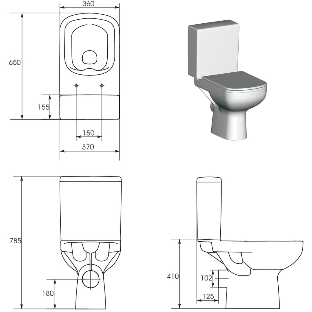 Set vas WC CERSANIT Colour 574 Clean On K103-027, ceramica, evacuare orizontala, rezervor 3-5l, capac soft close, alb
