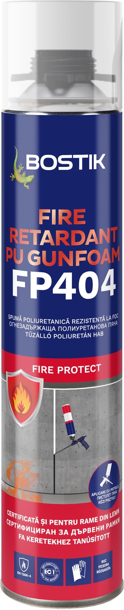 Spuma poliuretanica, rezistenta la foc, aplicare pistol, 750 ml, Roz  Bostik