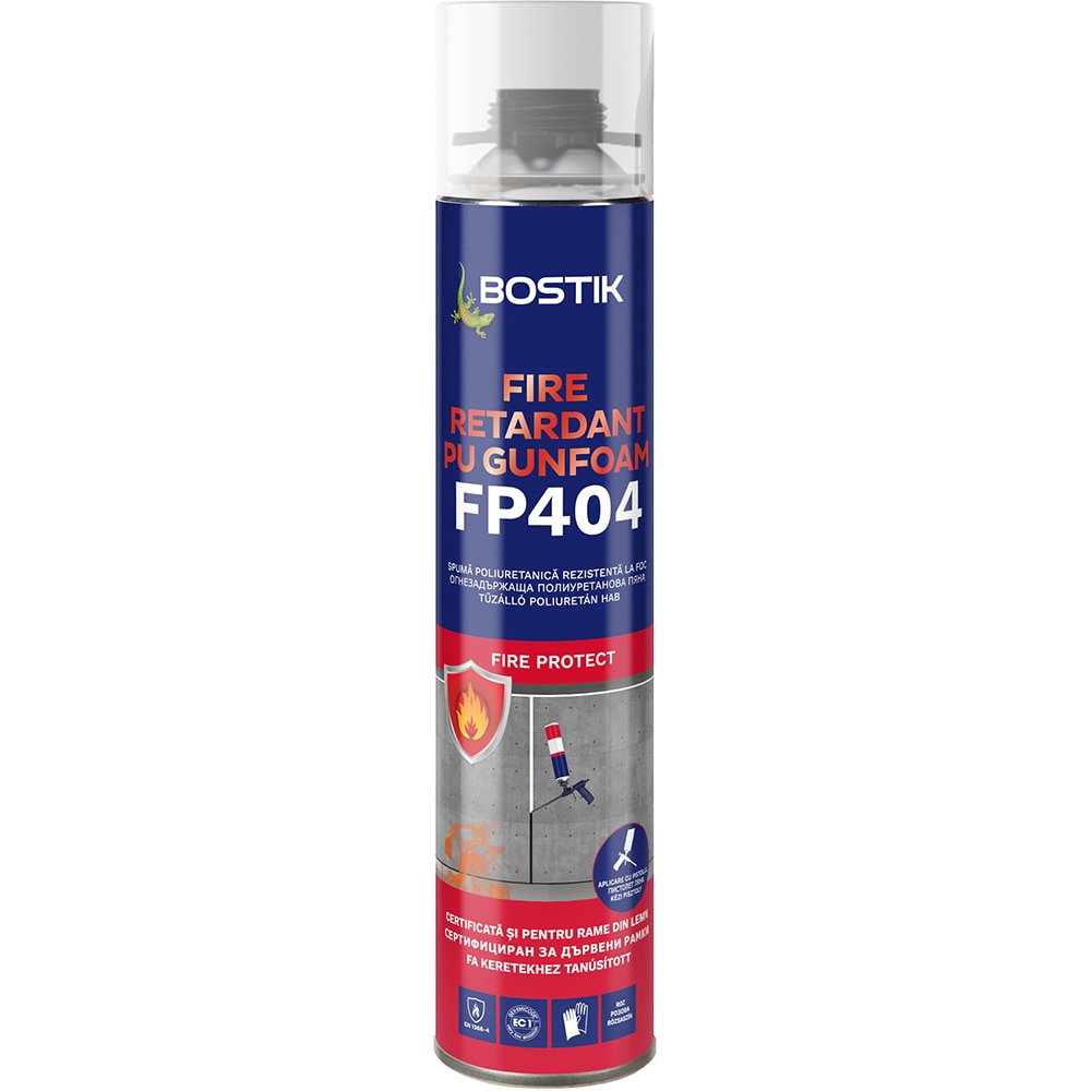 Spuma poliuretanica rezistenta la foc BOSTIK, roz, 750 ml