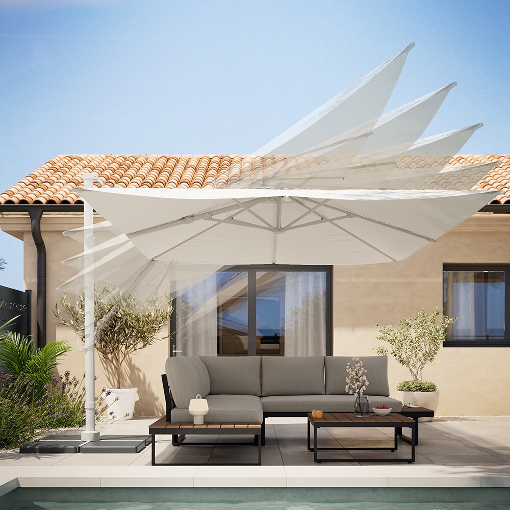 Umbrela de exterior GOODHOME Corby, LED, 3 x 4m, bej