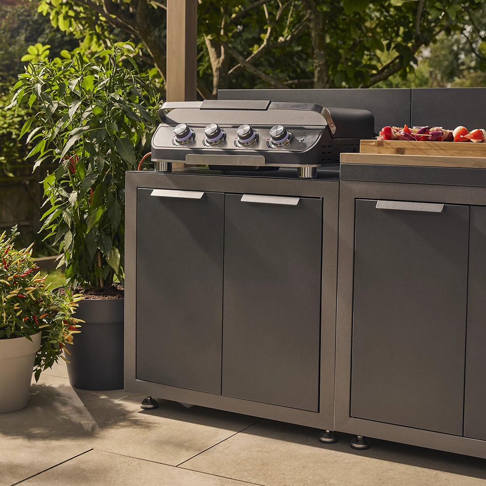 Dulap bucatarie terasa GOODHOME Cucino, 60 x 80 x 110 cm, otel, gri