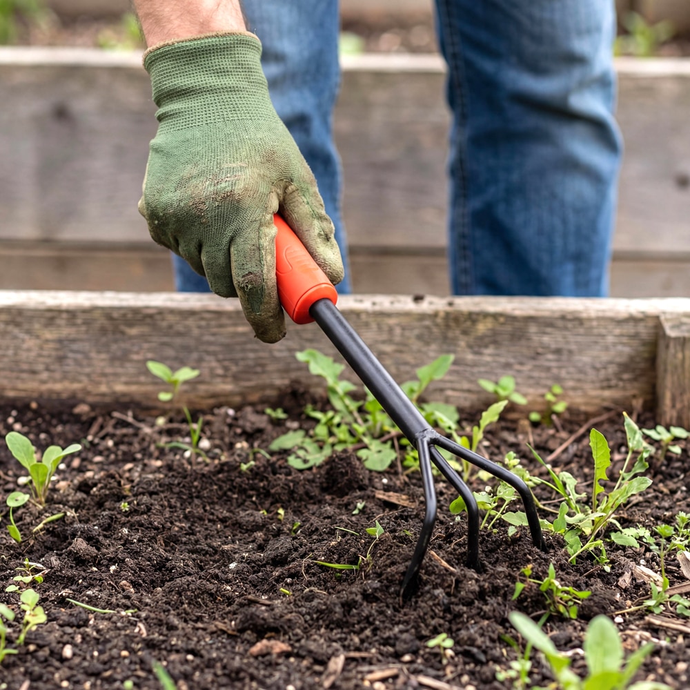 Mini cultivator FORGE STEEL, otel, rosu-negru