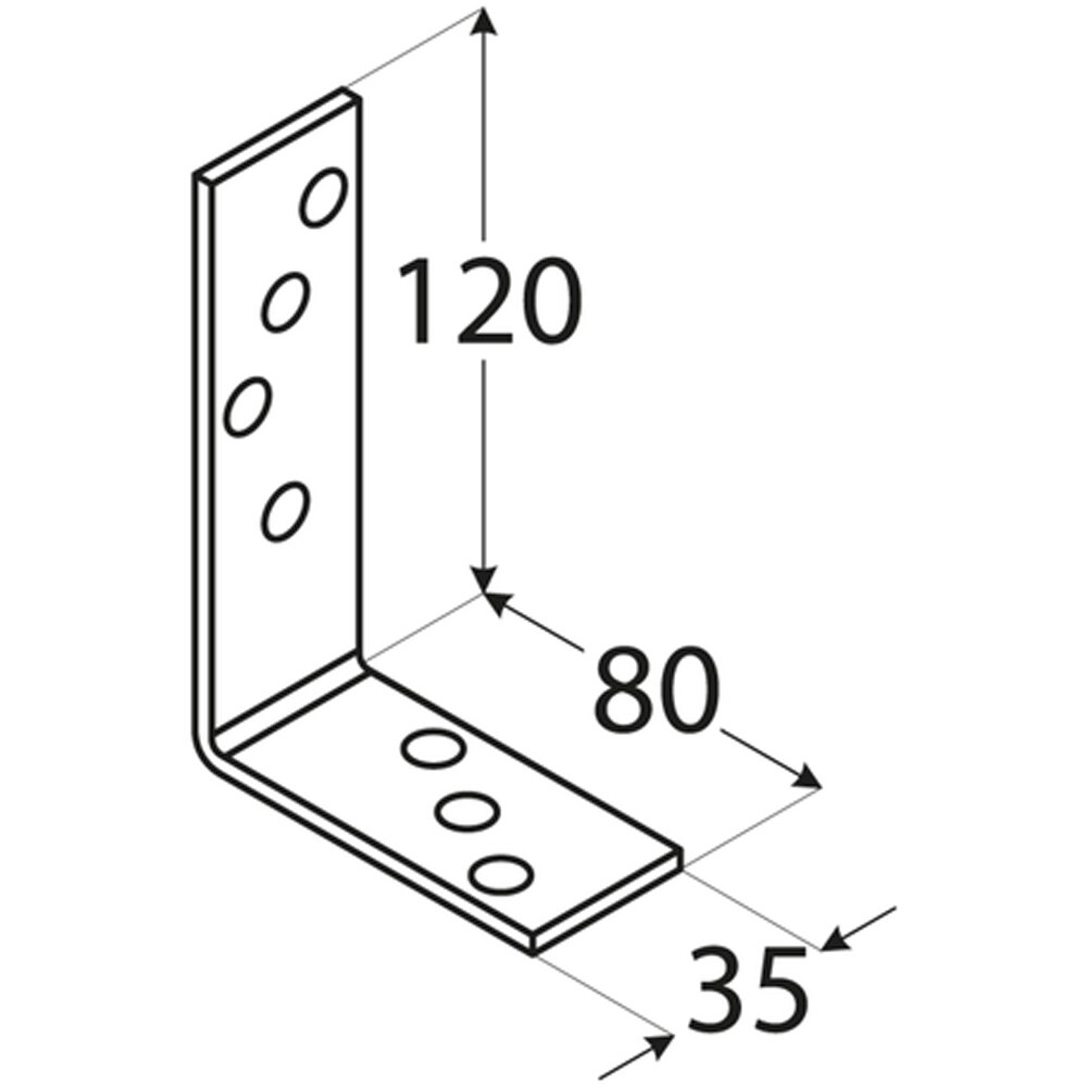 Coltar constructii DMX, 120 x 80 x 35 x 4 mm, otel