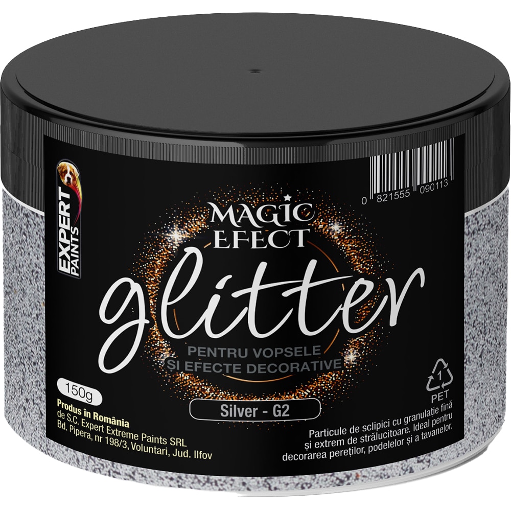 Glitter decorativ EXPERT EXTREME Magic Effect, 150 g, Argintiu