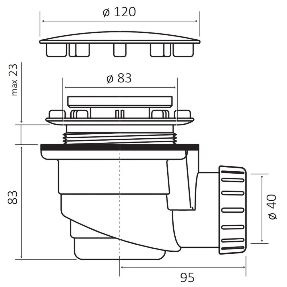 Sifon cada dus EUROCIERE 5084, D 120 mm, capac inox, crom