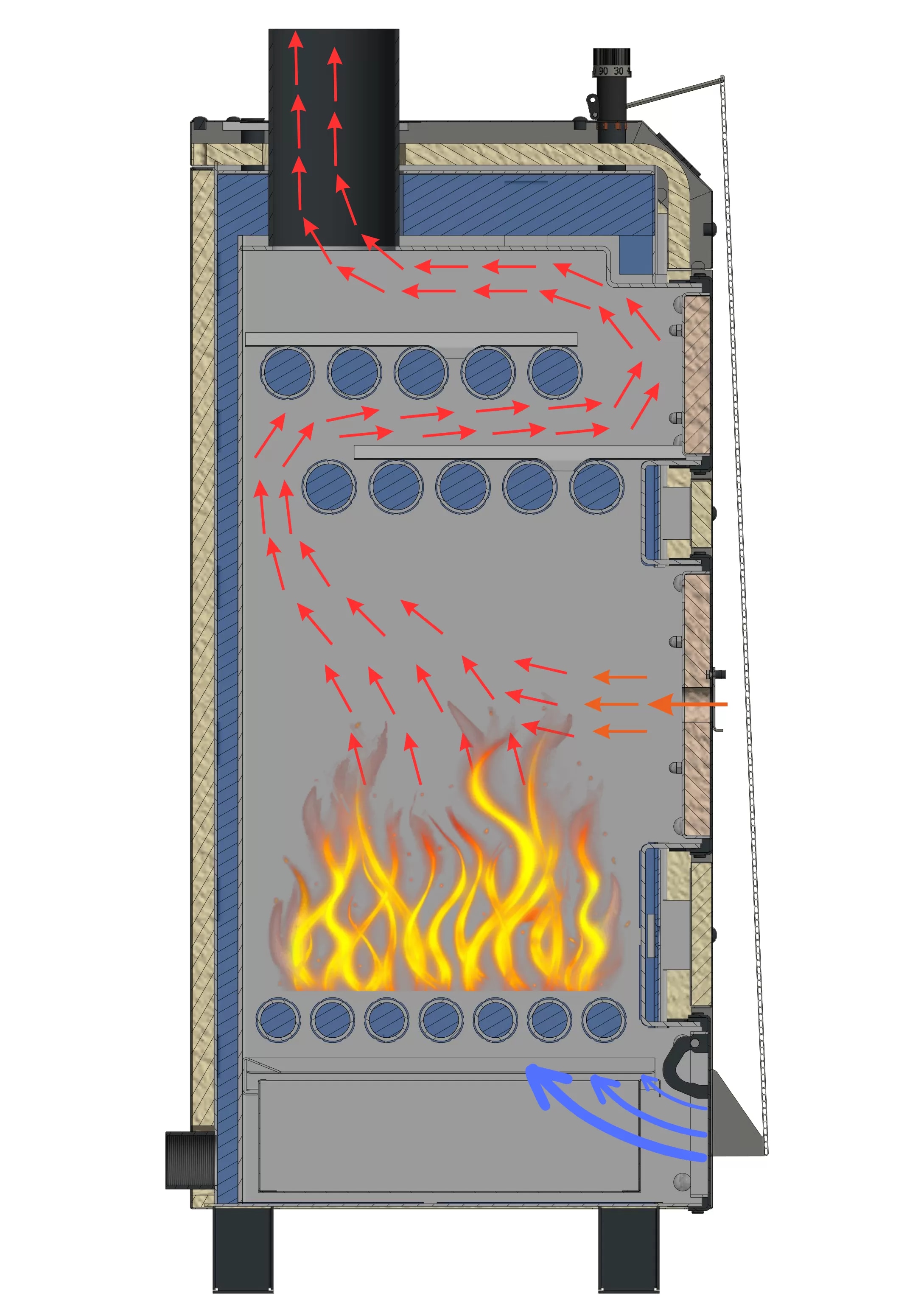 Cazan pe combustibil solid, 30 kW, 55 x 146 x 65 cm Eco Plus