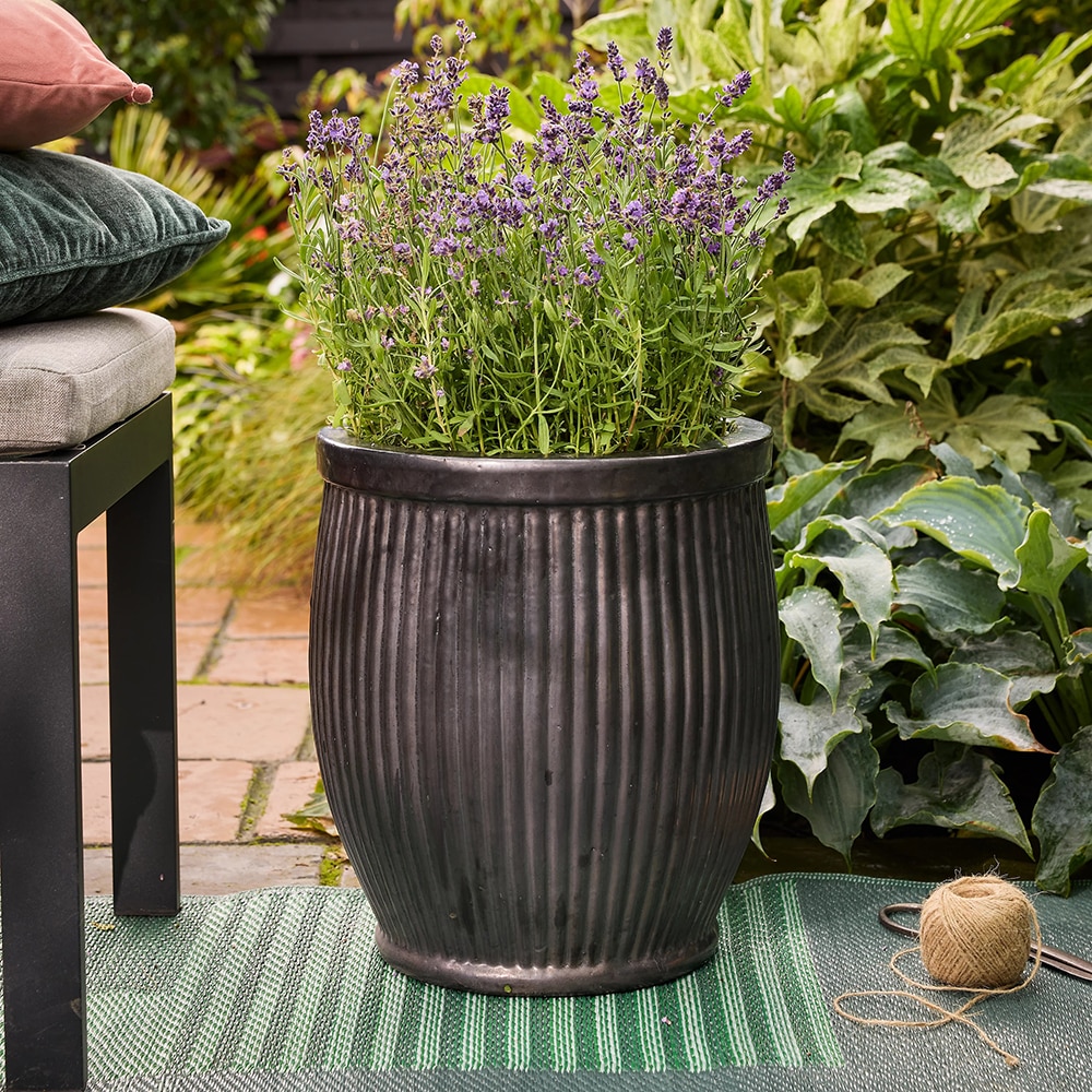 Ghiveci flori VERVE, ceramica, D 35 cm, negru