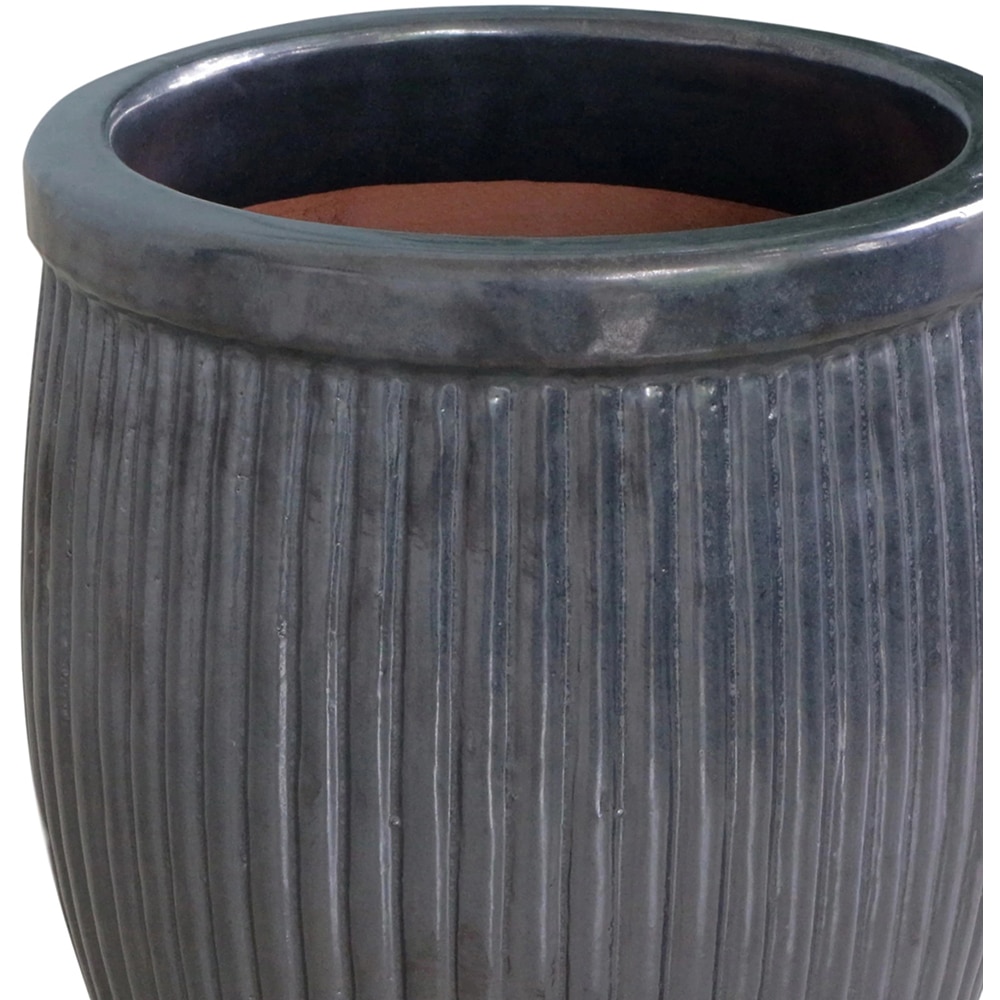 Ghiveci flori VERVE, ceramica, D 35 cm, negru