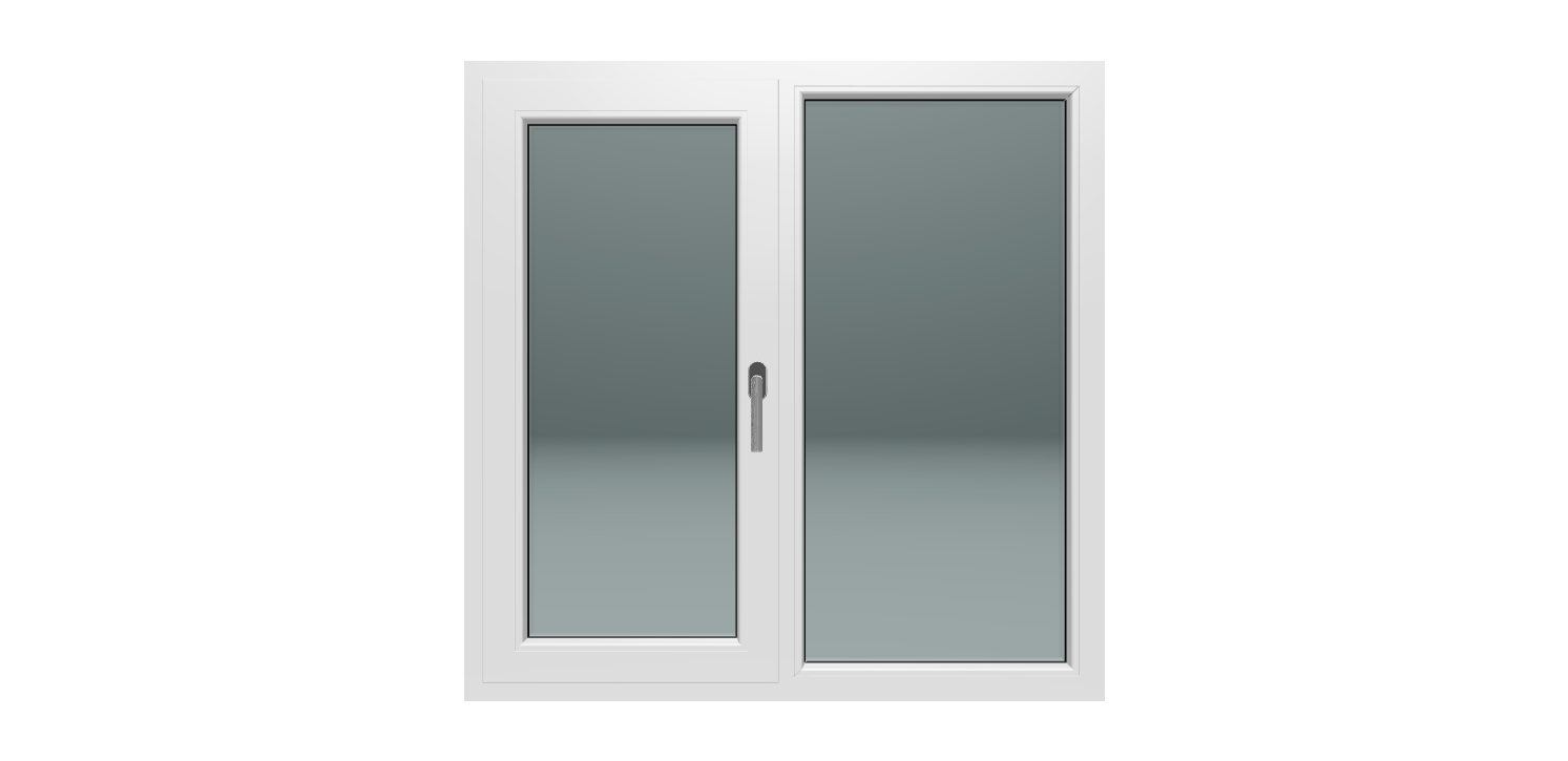 Fereastra termopan PVC, tripan, alb, 5 camere, 116 x 116 cm, stanga, dubla deschidere