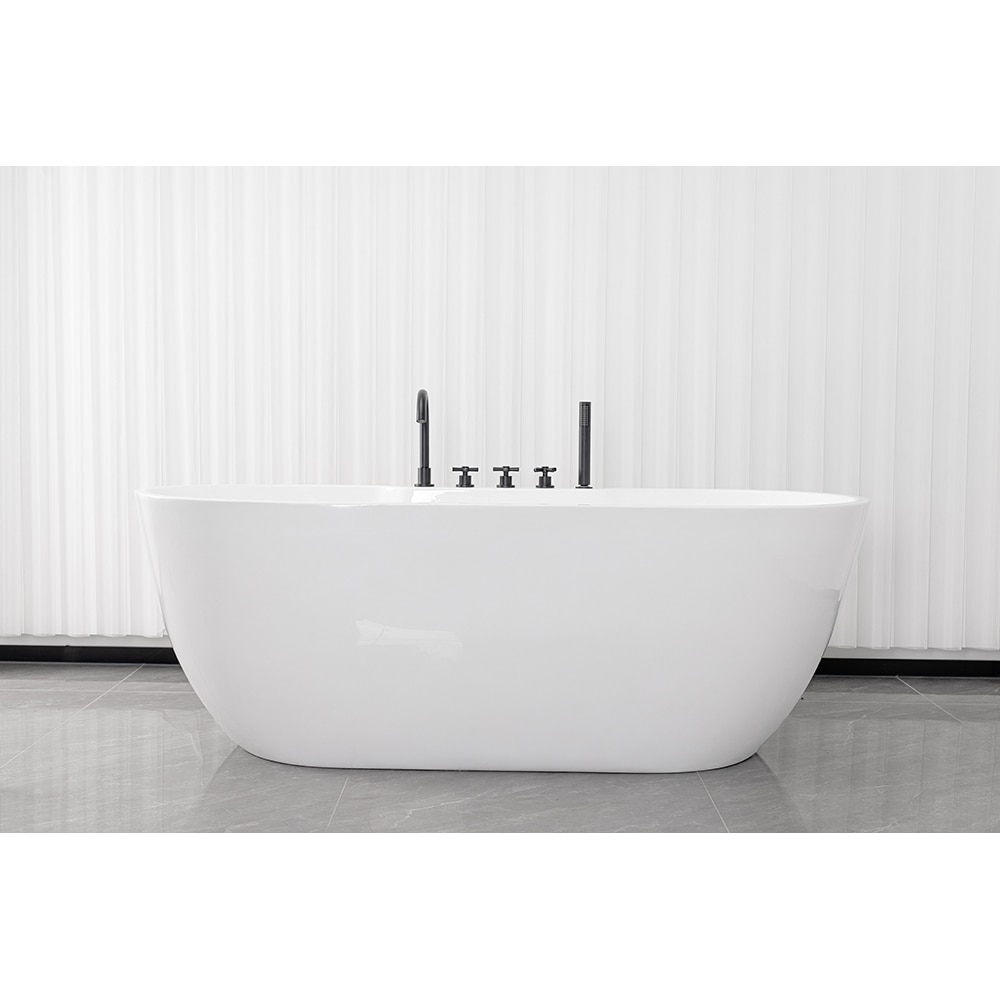 Cada baie freestanding SANOTECHNIK Aruba G9041, acril, 170 x 75 x 58 cm, baterie si para de dus incluse, alb-negru