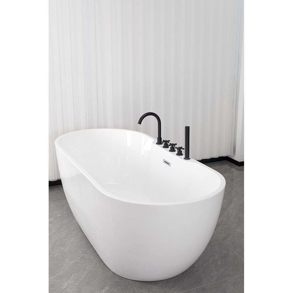 Cada baie freestanding SANOTECHNIK Aruba G9041, acril, 170 x 75 x 58 cm, baterie si para de dus incluse, alb-negru