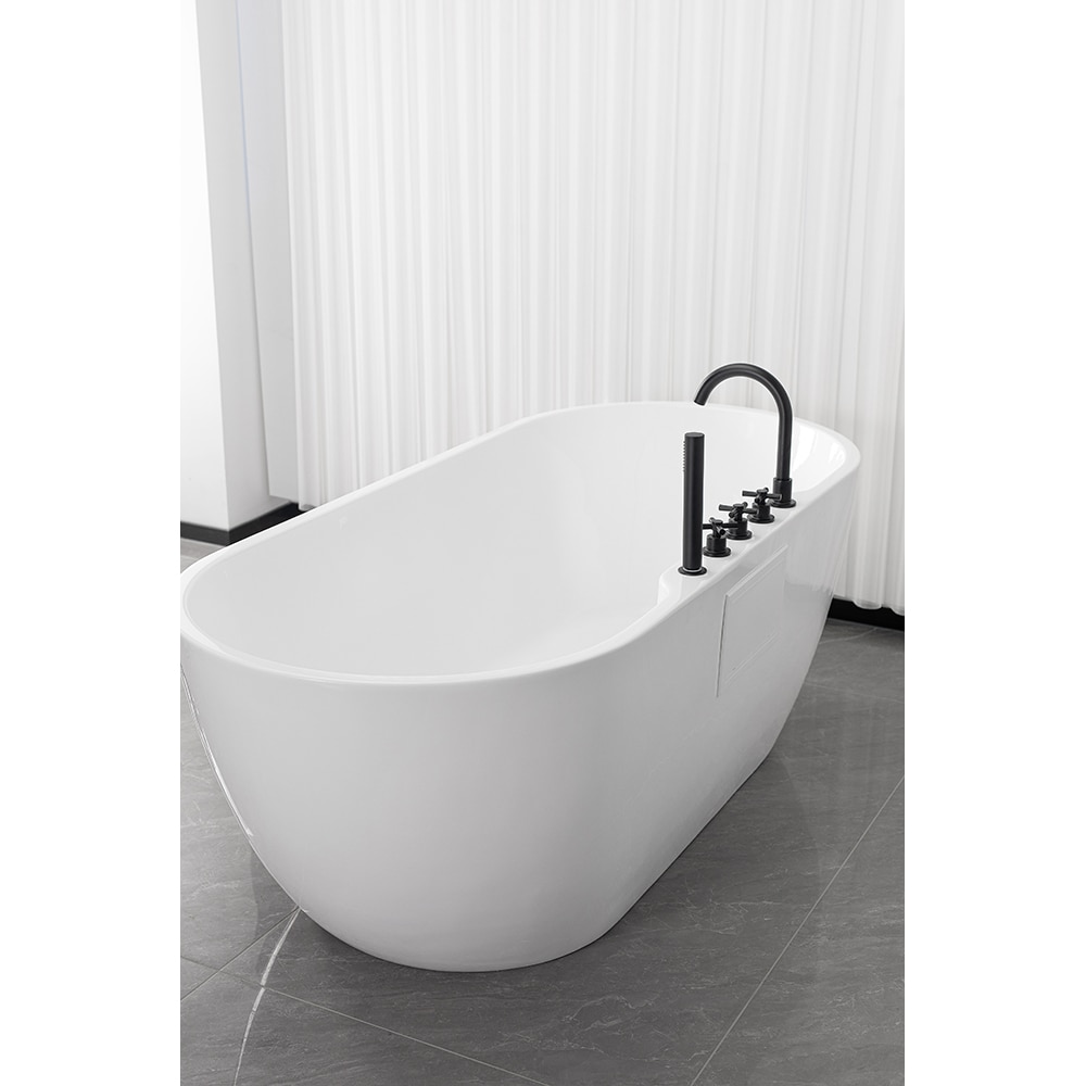 Cada baie freestanding SANOTECHNIK Aruba G9041, acril, 170 x 75 x 58 cm, baterie si para de dus incluse, alb-negru