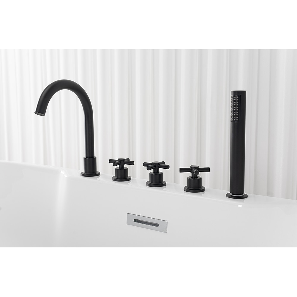 Cada baie freestanding SANOTECHNIK Aruba G9041, acril, 170 x 75 x 58 cm, baterie si para de dus incluse, alb-negru