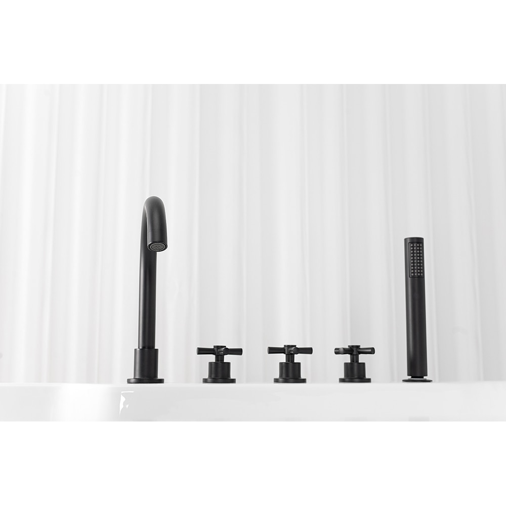 Cada baie freestanding SANOTECHNIK Aruba G9041, acril, 170 x 75 x 58 cm, baterie si para de dus incluse, alb-negru