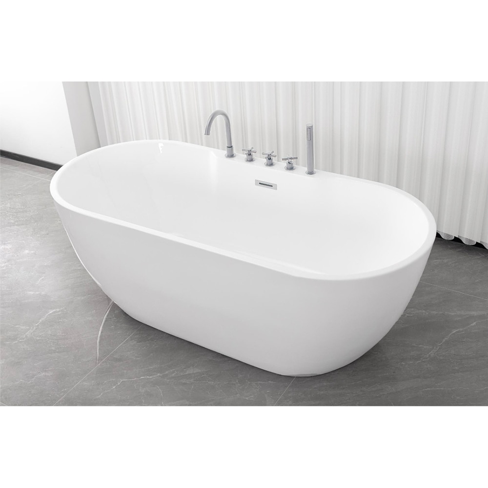 Cada baie freestanding SANOTECHNIK Aruba G9045, acril, 170 x 75 x 58 cm, baterie si para de dus incluse, alb-crom