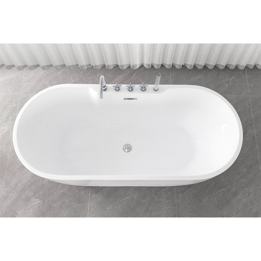 Cada baie freestanding SANOTECHNIK Aruba G9045, acril, 170 x 75 x 58 cm, baterie si para de dus incluse, alb-crom