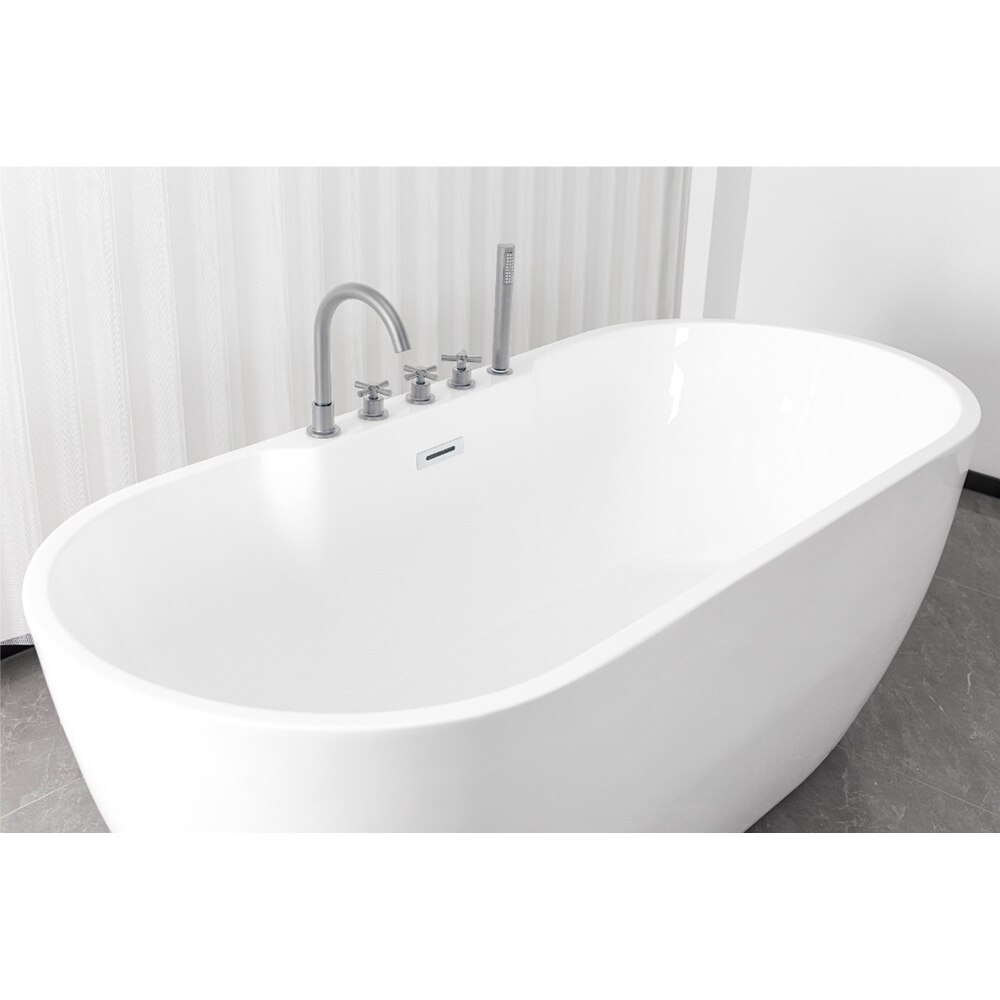 Cada baie freestanding SANOTECHNIK Aruba G9045, acril, 170 x 75 x 58 cm, baterie si para de dus incluse, alb-crom