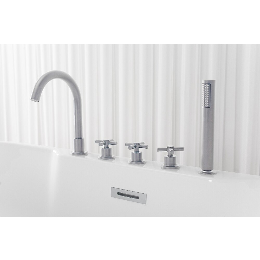 Cada baie freestanding SANOTECHNIK Aruba G9045, acril, 170 x 75 x 58 cm, baterie si para de dus incluse, alb-crom