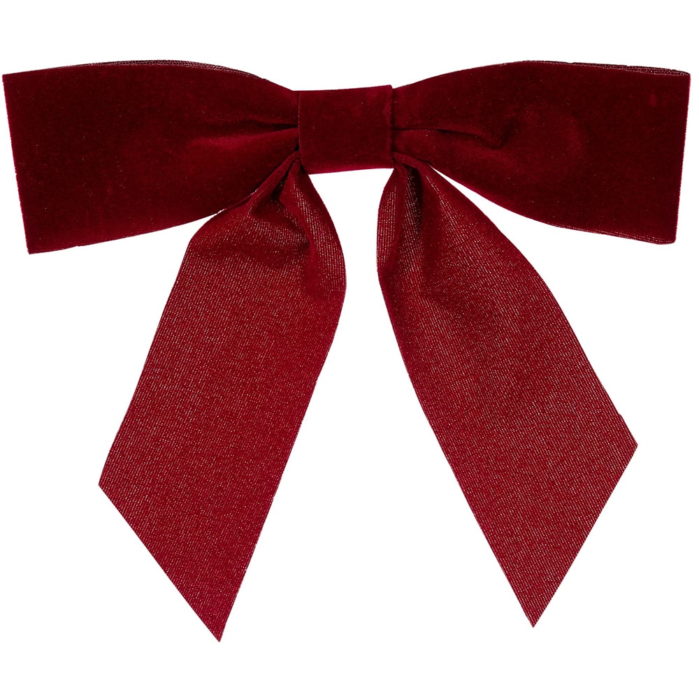 Set 6 fundite pentru brad Craciun, 2 x 13 cm, catifea, rosu 