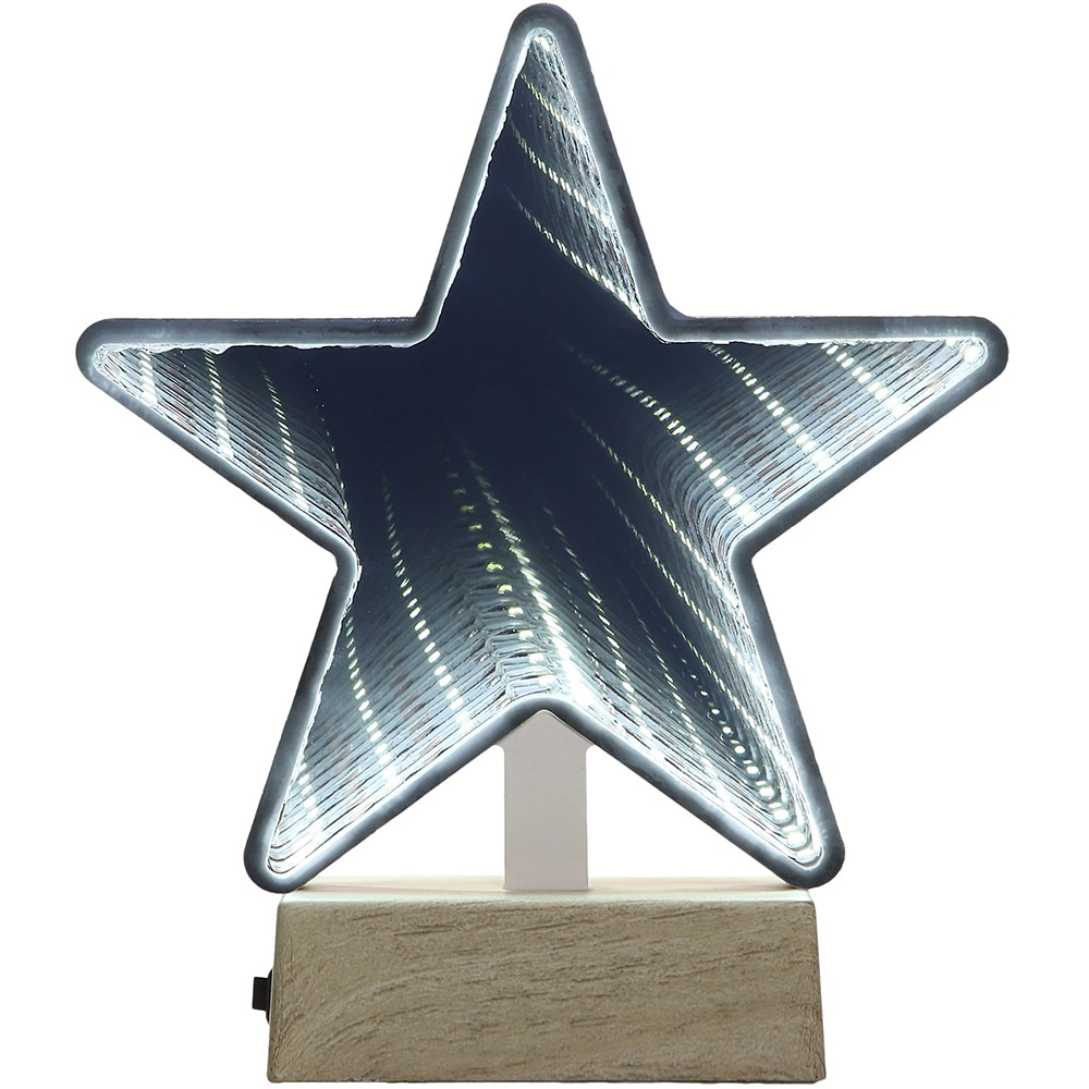 Decoratiune Stea 35 LED-uri, 16.5 x 19 cm, plastic, alb