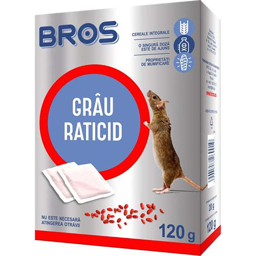 Raticid granule Bros pentru rozatoare, fara parfum, 120 g