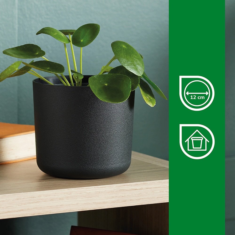 Ghiveci flori VERVE, plastic, D 13 cm, negru