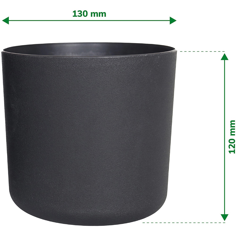 Ghiveci flori VERVE, plastic, D 13 cm, negru