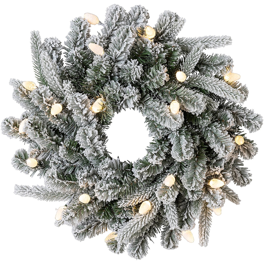 Coronita Artificiala 20 LED-uri, D50 cm, polietilena si PVC, verde/alb