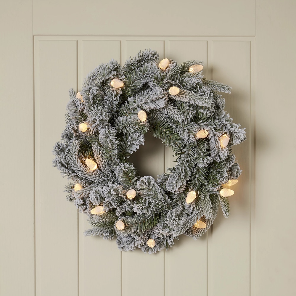 Coronita Artificiala 20 LED-uri, D50 cm, polietilena si PVC, verde/alb