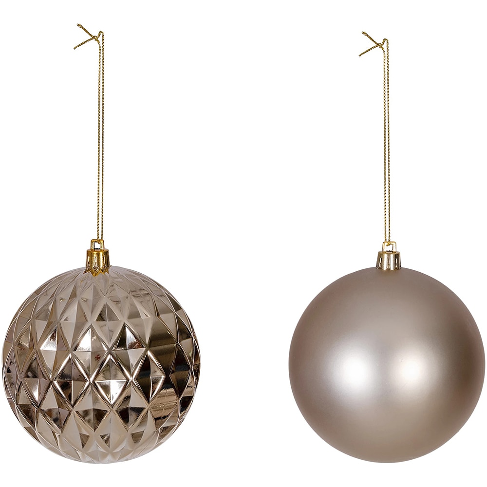 Set 4 globuri pentru brad Craciun, D10 cm, plastic, auriu