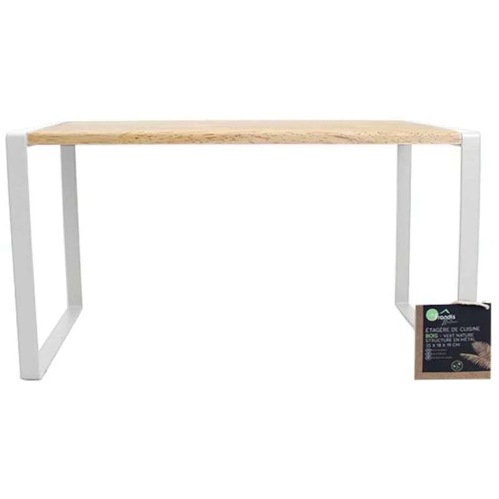 Etajera FRANDIS 041272, metal/lemn, 35 x 18 x 19 cm, alb/natur