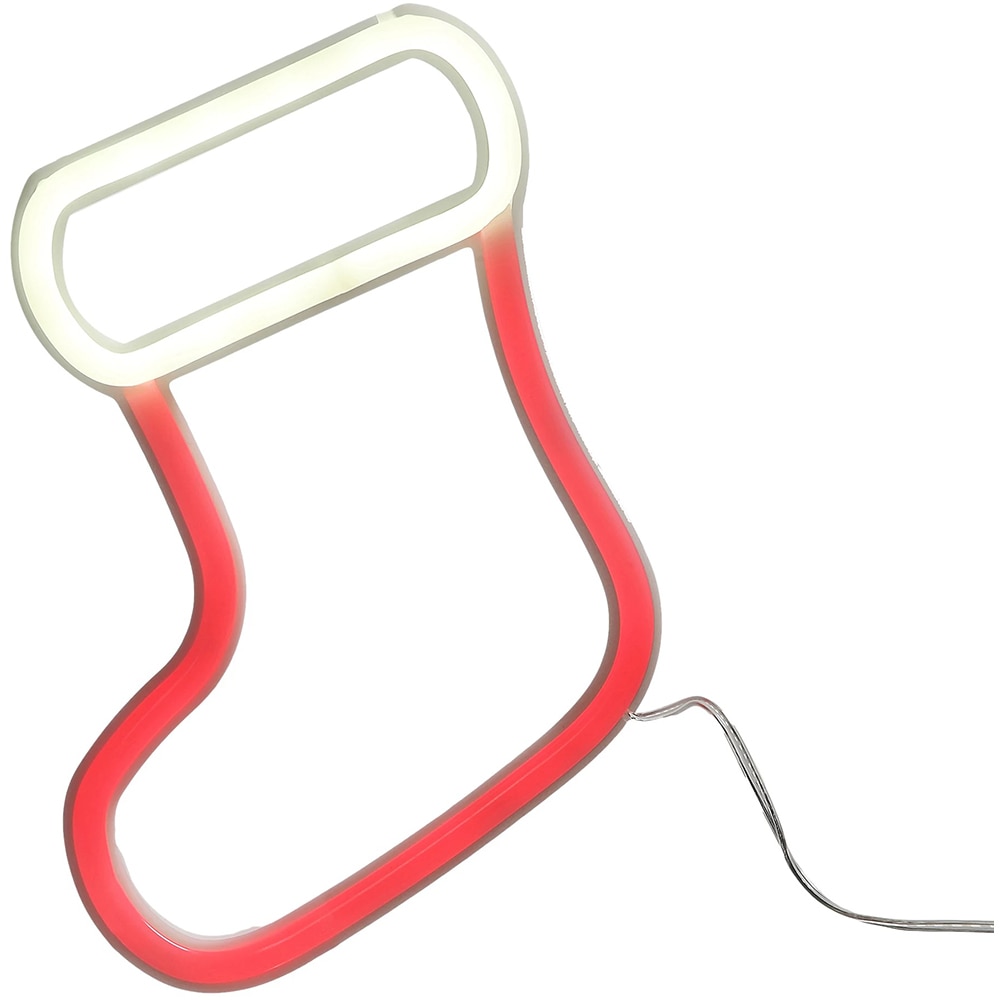 Decoratiune Soseta Craciun 32 LED-URI, 13.5 x 22 cm, plastic, rosu/alb