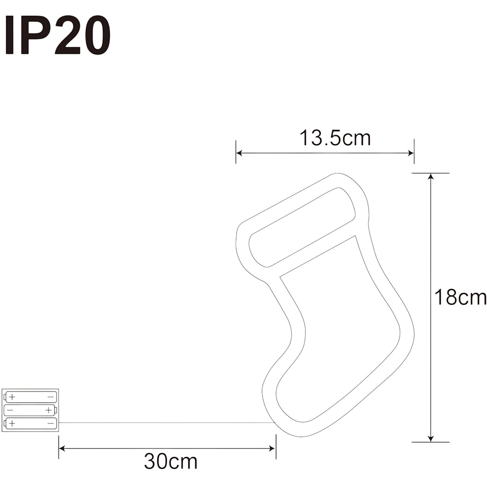 Decoratiune Soseta Craciun 32 LED-URI, 13.5 x 22 cm, plastic, rosu/alb