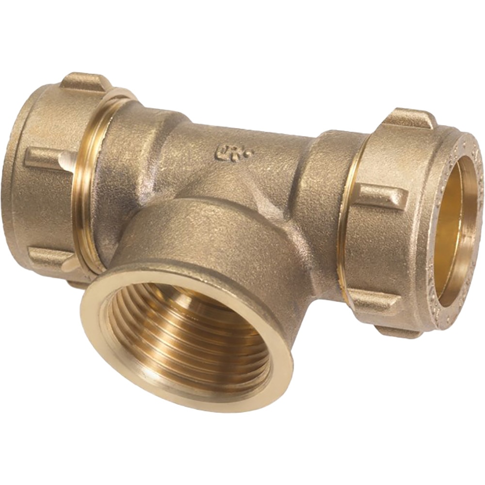 Teu compresie cu inel, FI, 15 mm x 1/2" x 15 mm, alama