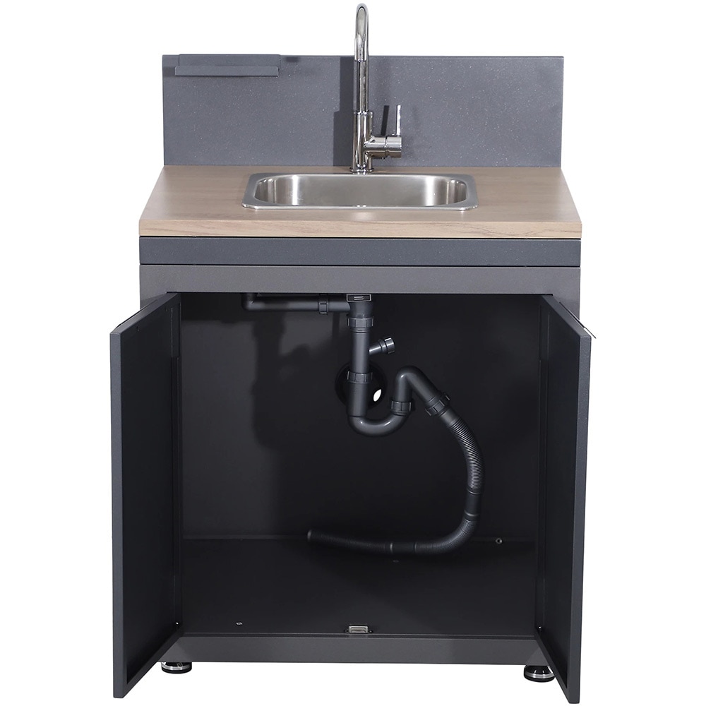 Dulap cu chiuveta bucatarie terasa GOODHOME Cucino, 60 x 80 cm, otel, gri