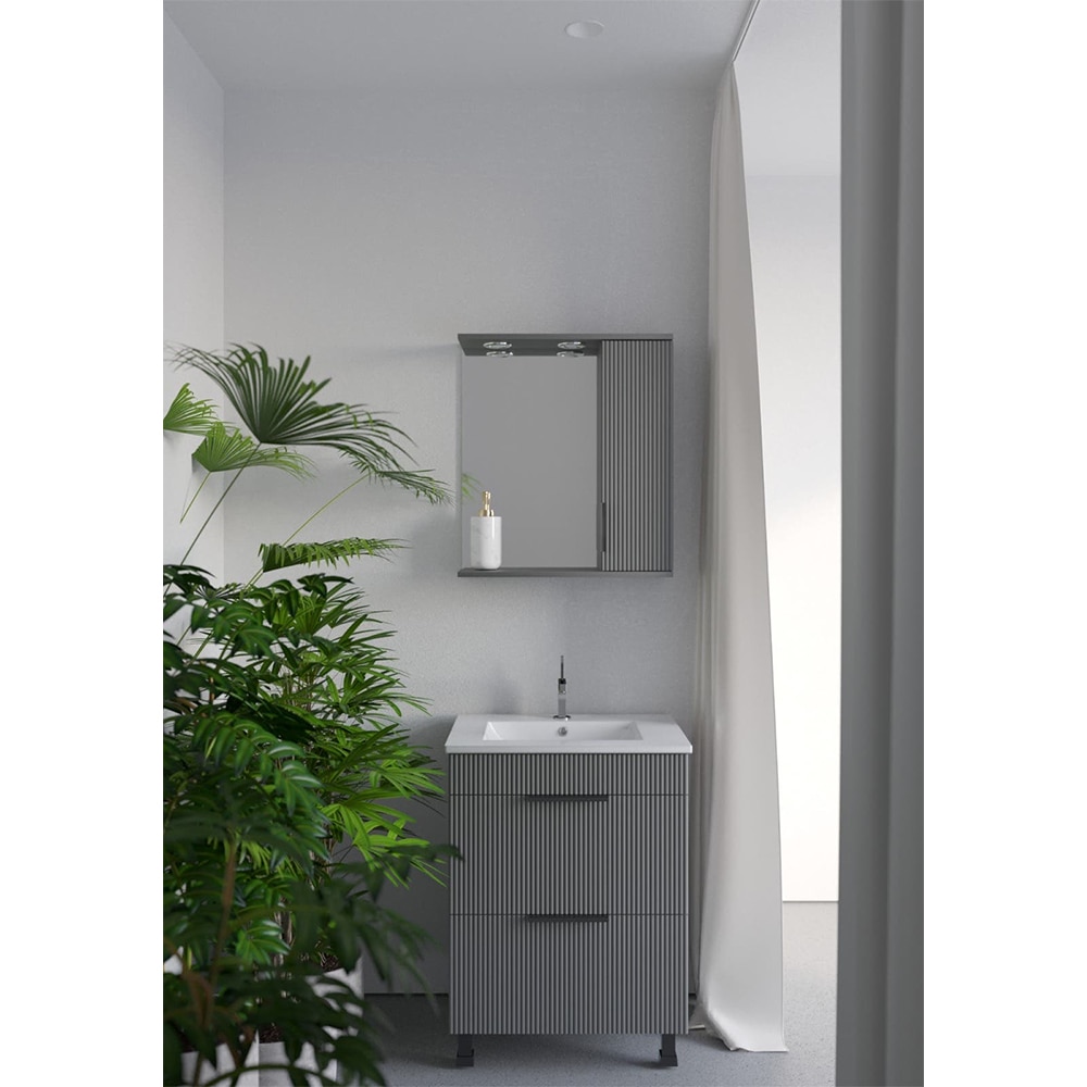 Set masca si lavoar SANITOP Estriado, 60 x 48 x 78 cm, antracit