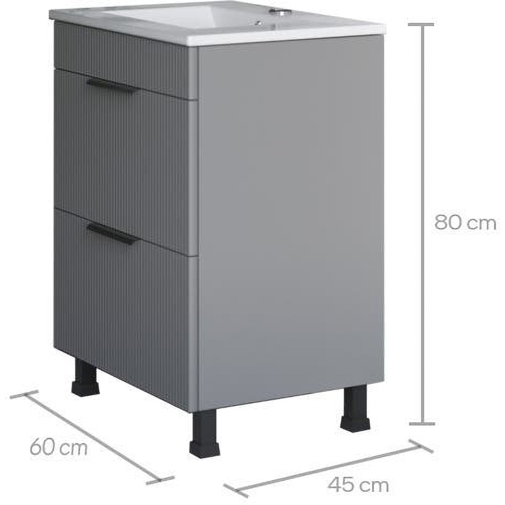 Set masca si lavoar SANITOP Estriado, 60 x 48 x 78 cm, antracit