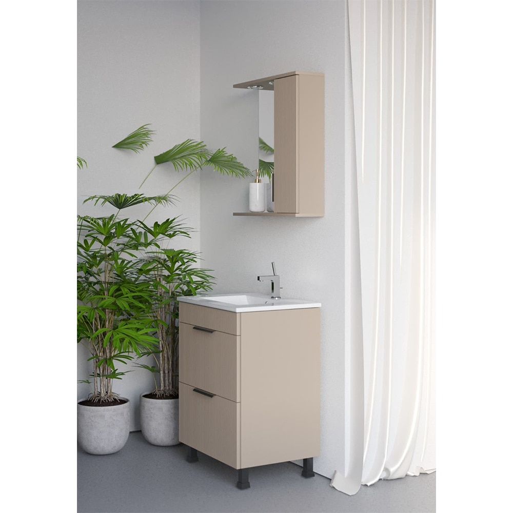 Set masca si lavoar SANITOP Estriado, 60 x 48 x 78 cm, bej